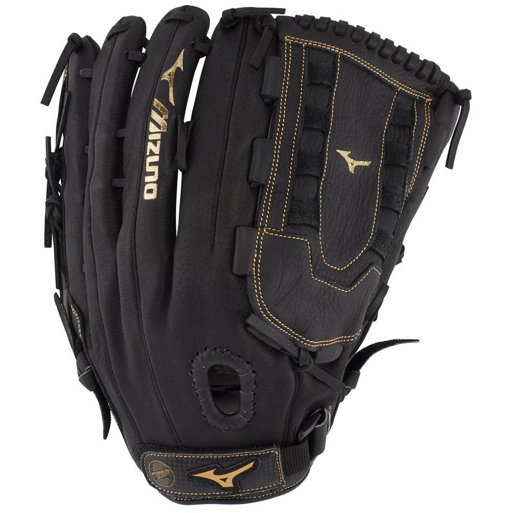 Guantes Mizuno Premier Series Slowpitch 14" Hombre Negras/Doradas Baratas IPHV-97263